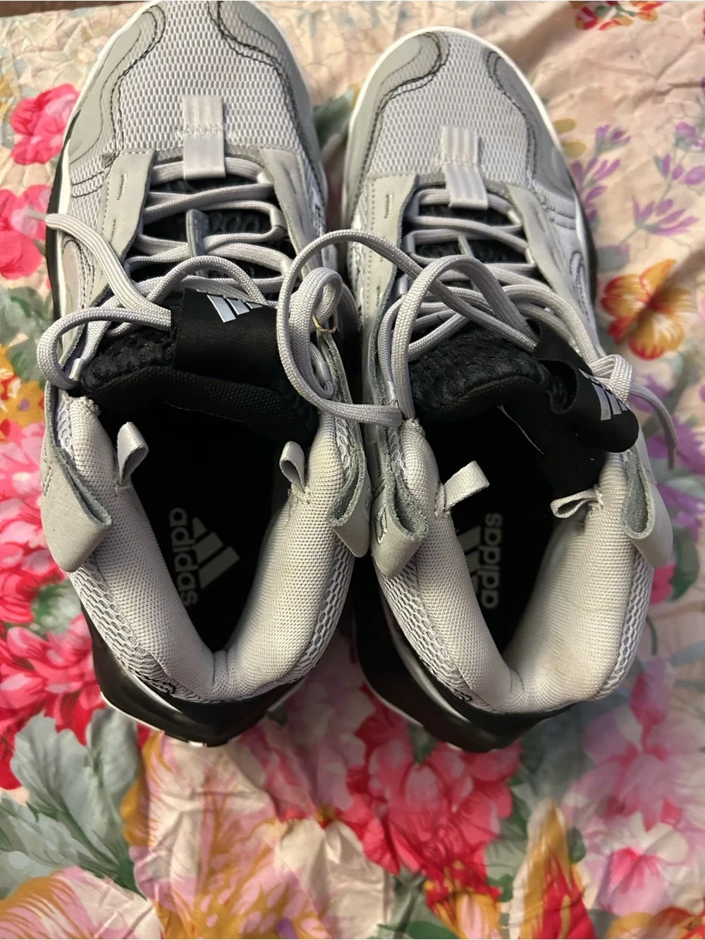 adidas Kids Gray and Black Lace-Up Sneakers